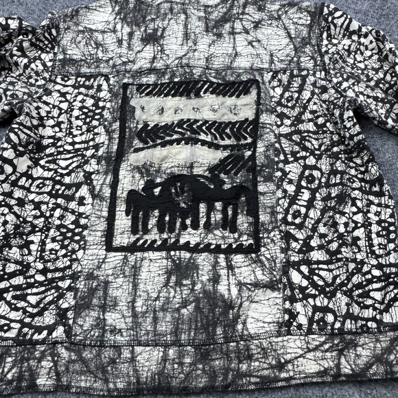 Chico's Design Jackets & Blazers - Chico's Design Jacket Womens 1 Small Black White VTG Batik Art To Wear Full Zip